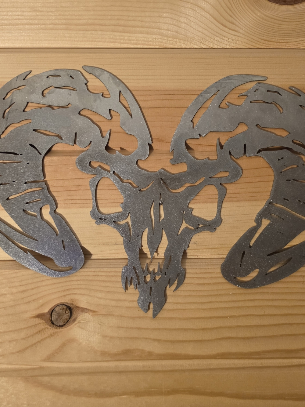 Rustic Tribal Ram Skull Metal Wall Art/Truck Grill Emblem
